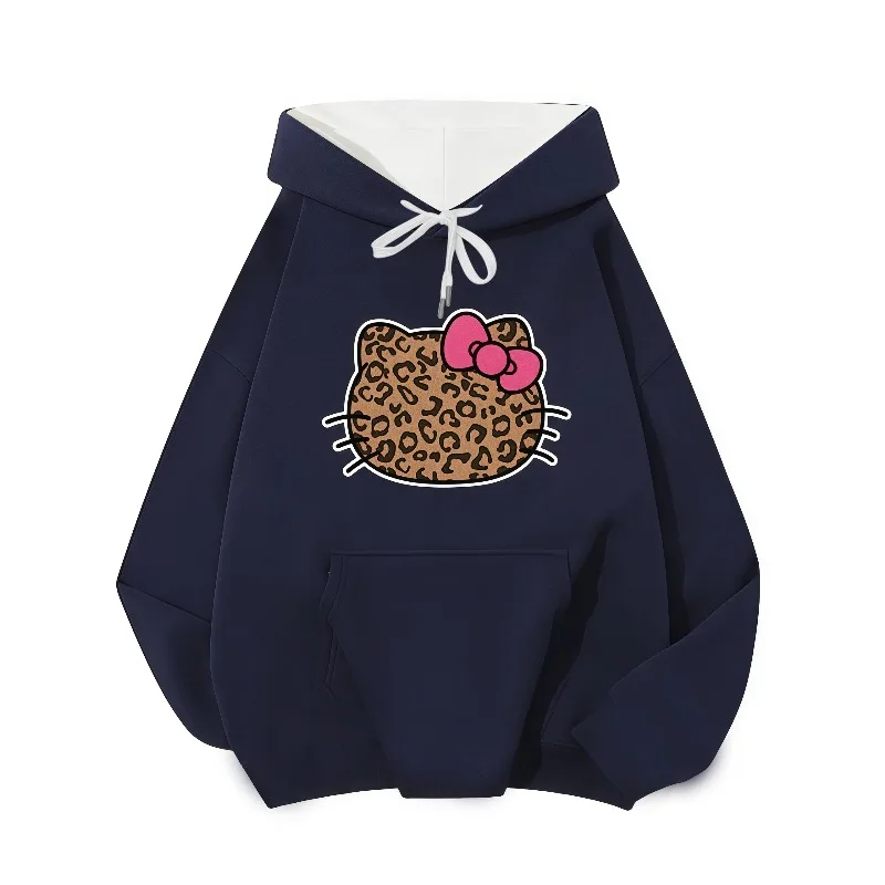 

New Cool Trendy Leopard Pattern Kittt 3D Printed Hoodie for Female Couples, Loose, Casual, Versatile, Quick Drying Top, Trendy