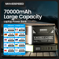 MOVESPEED Z70Pro Large Capacity Power Bank 100W Fast Charge External Battery w/ Flashlight Powerbank for Laptop Outdoor Camping