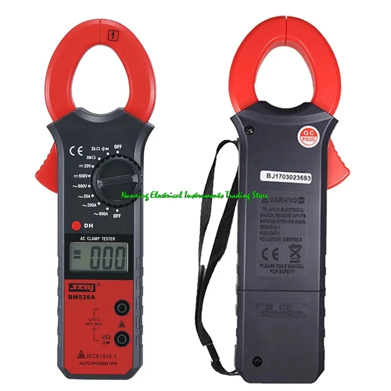

SZBJ BM528A Handheld Digital Clamp Meter Multimeter 20A- 600A Resistor Ammeter Automatic Power Off Buzzer