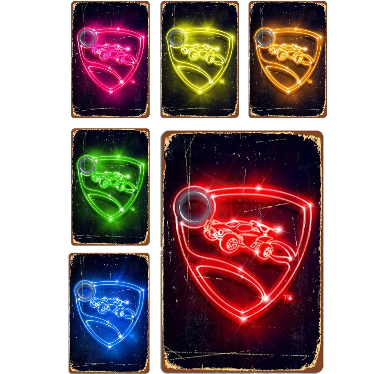 Rocket League Logo Neon Signs Metal Tin Poster Garage Room Wall Decoration Cinema Living Custom Tin Vintage Home Bar Decor