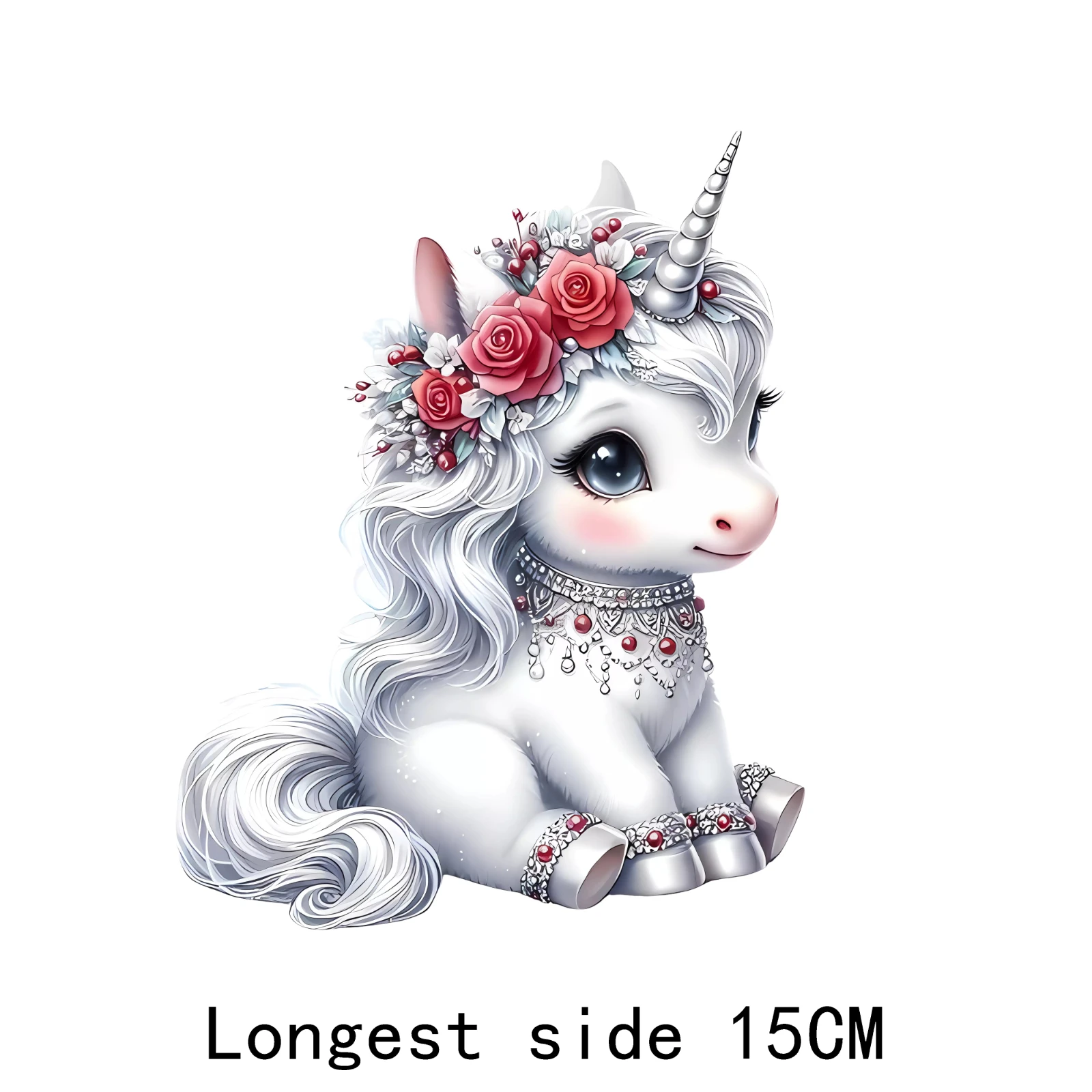 15CM Cartoon Cute Unicorn Heat Transfer patch for clothing DIY children\'s printing, used for clothing ironing applications