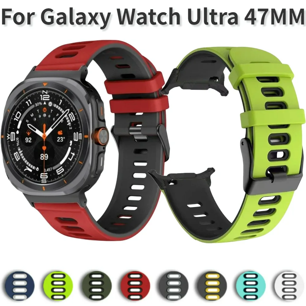 Two-color Silicone Strap for Samsung Galaxy Watch 7 Ultra 47mm Sport Breathable Wristband for Galaxy Watch Ultra 47mmAccessories