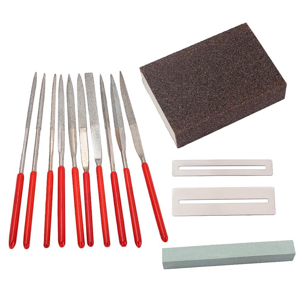 

14pcs Guitar Repair Tool Set Carbon Steel Fret Polishing Nut Saddle Grinder Instrument Maintenance Bass Luthier Tools
