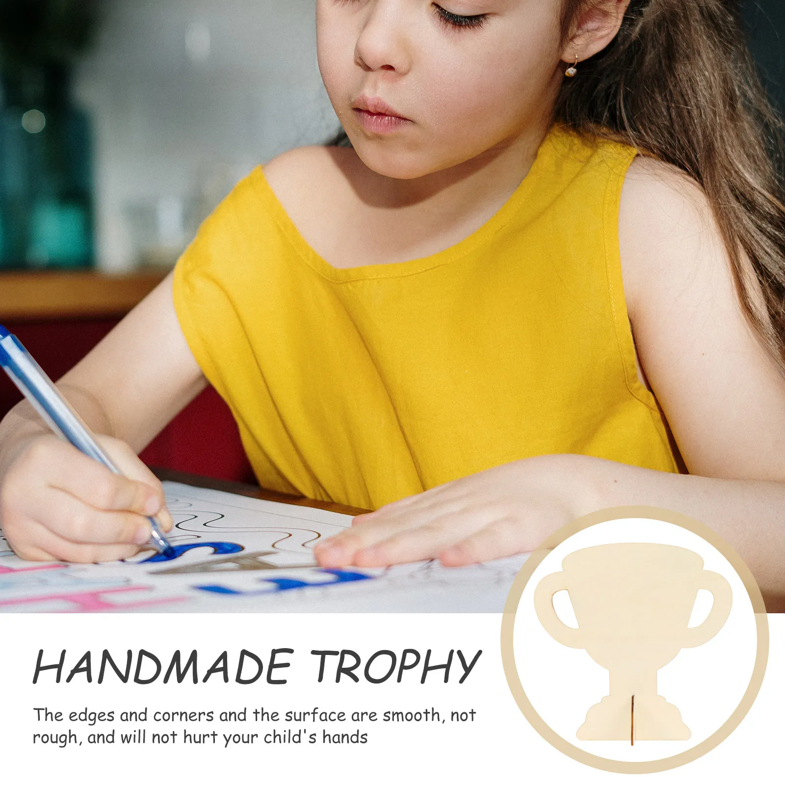 6Pcs Wood Color DIY Handcraft Trophy Sturdy Creative Craft Award for Handcraft Trophy Trophies