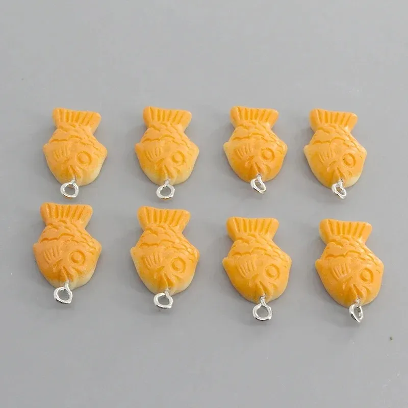 10pcs/lot Simulation Fish Cake Resin Flatback Charms Kawaii Food Pendants Handmade Jewelry Craft Accessories