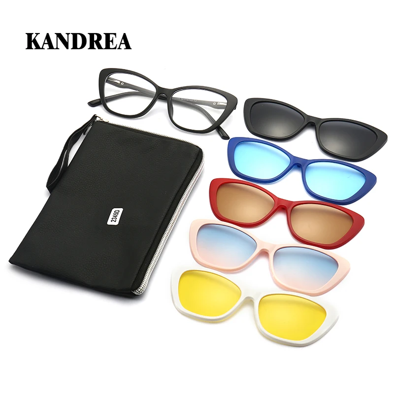 KANDREA Dual-purpose Gradient Sunglasses Women Polarized  Stylish Custom Optical Prescription Glasses Magnetic Eyewear 2345d