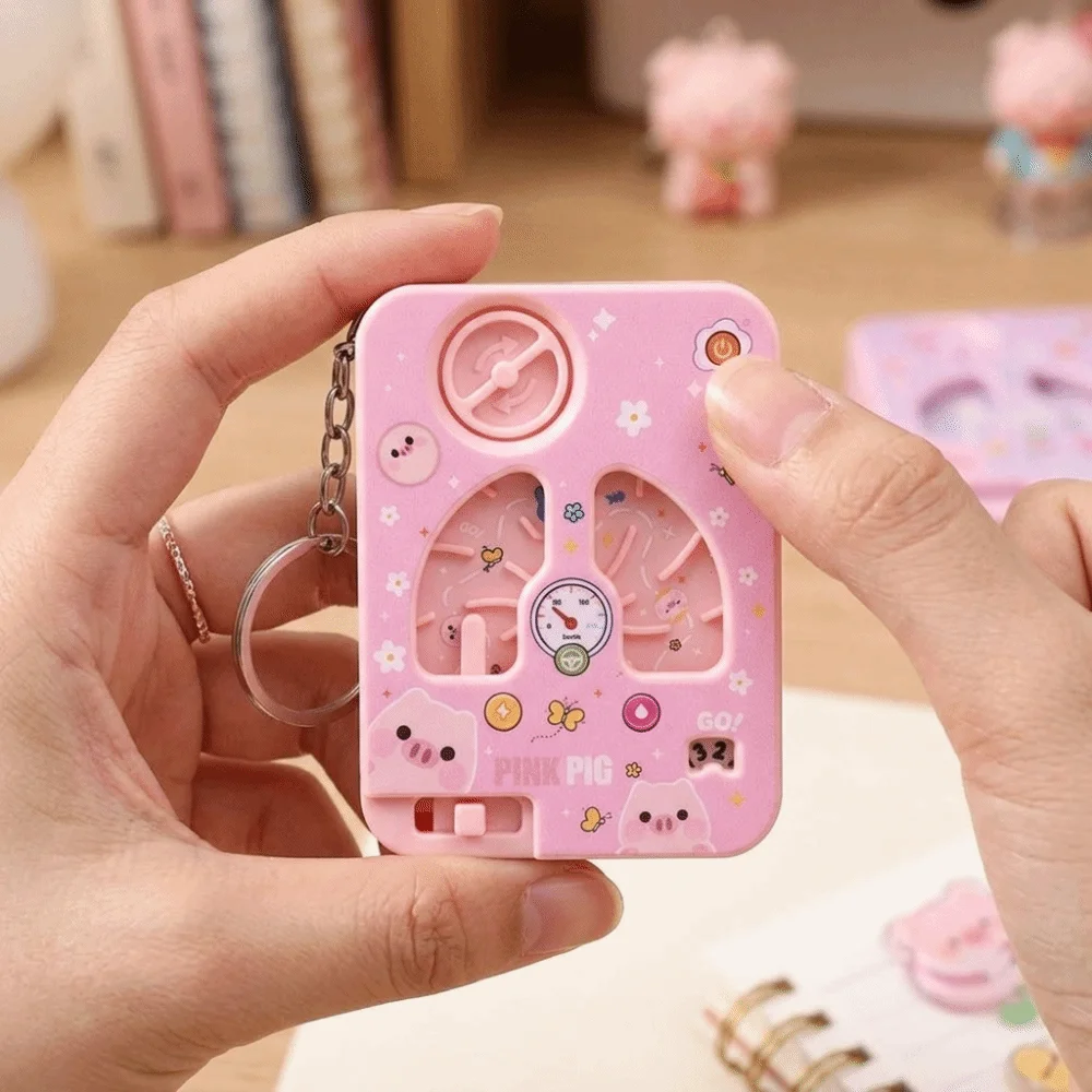 Decision Maker Game Console Keychain Cartoon Funny Fingertip Game Pendant Entertainment Racing Challenge Game Key Chain Bag