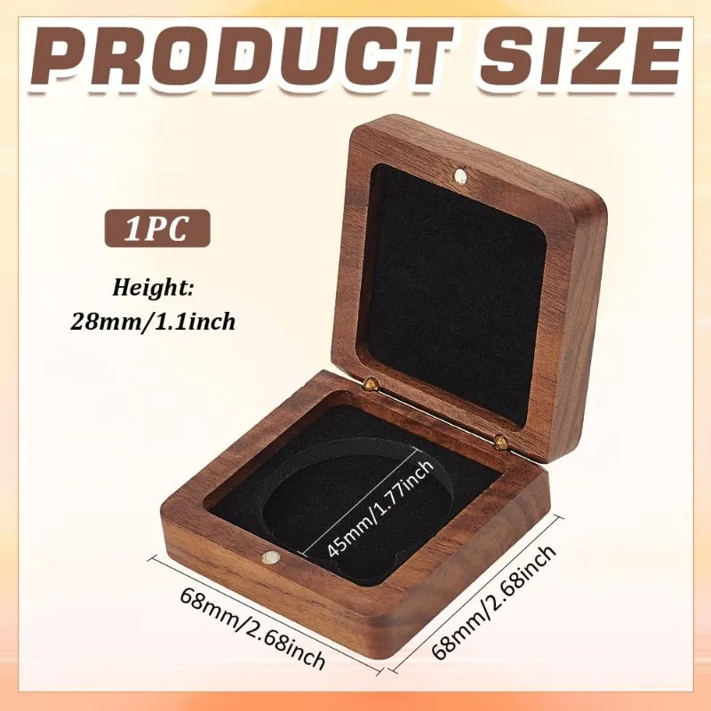 1 Set Single Wood Challenge Coin Presentation Display Gift Box with Black Velvet Inside 40mm Coin Storrage Box Clasp