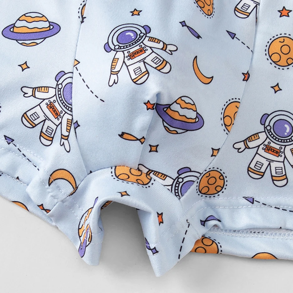 4-teiliges Set aus saisonalen, lustigen und niedlichen Cartoon-Unterwäsche für Kinder, bequeme Boxershorts, vielseitige, lässige Heimshorts für Jungen – Detail 6