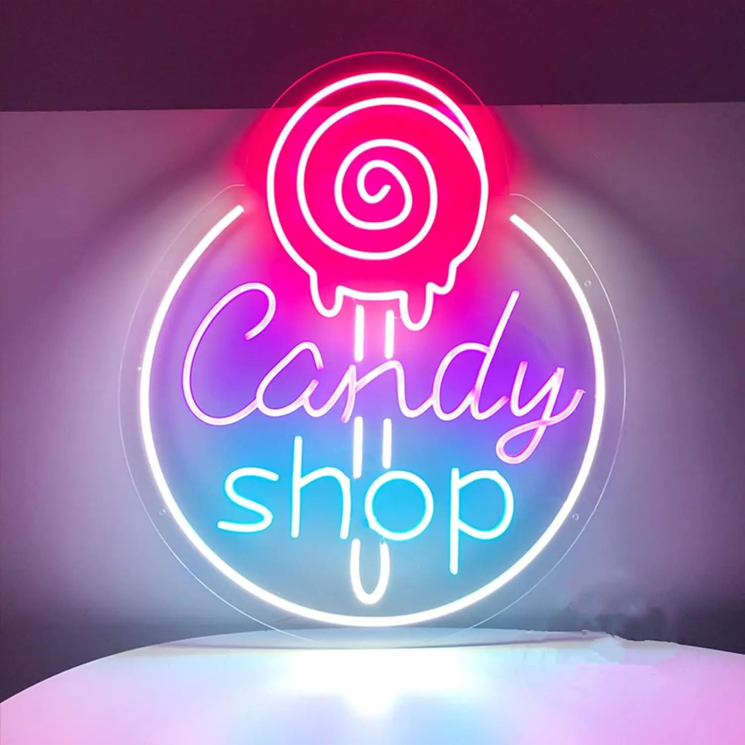 Candy Shop Neon Sign Lollipop for Sweet Store deccor dimmable neon light Bakery Dessert Shop Colorful Window Display Lighting