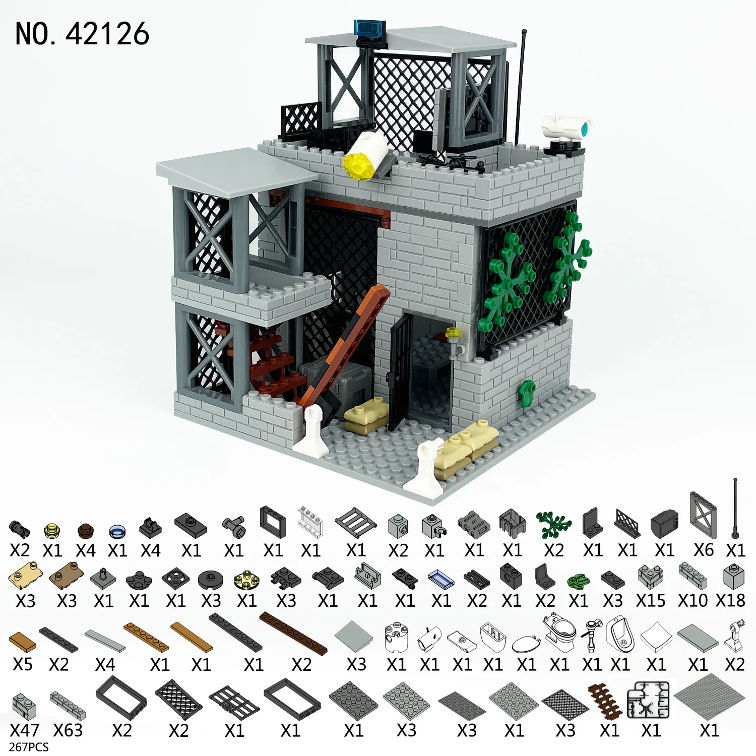 Polizei schlafsaal Wachturm Basis Militär gebäude Modell Montage Bausteine Ziegel Spielzeug Für Kinder Jungen