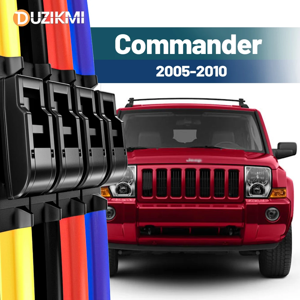 Für Jeep Commander 2005-2010 2006 2007 2008 2009 2 Stück Frontscheibe Scheibenwischerblätter Rot Blau