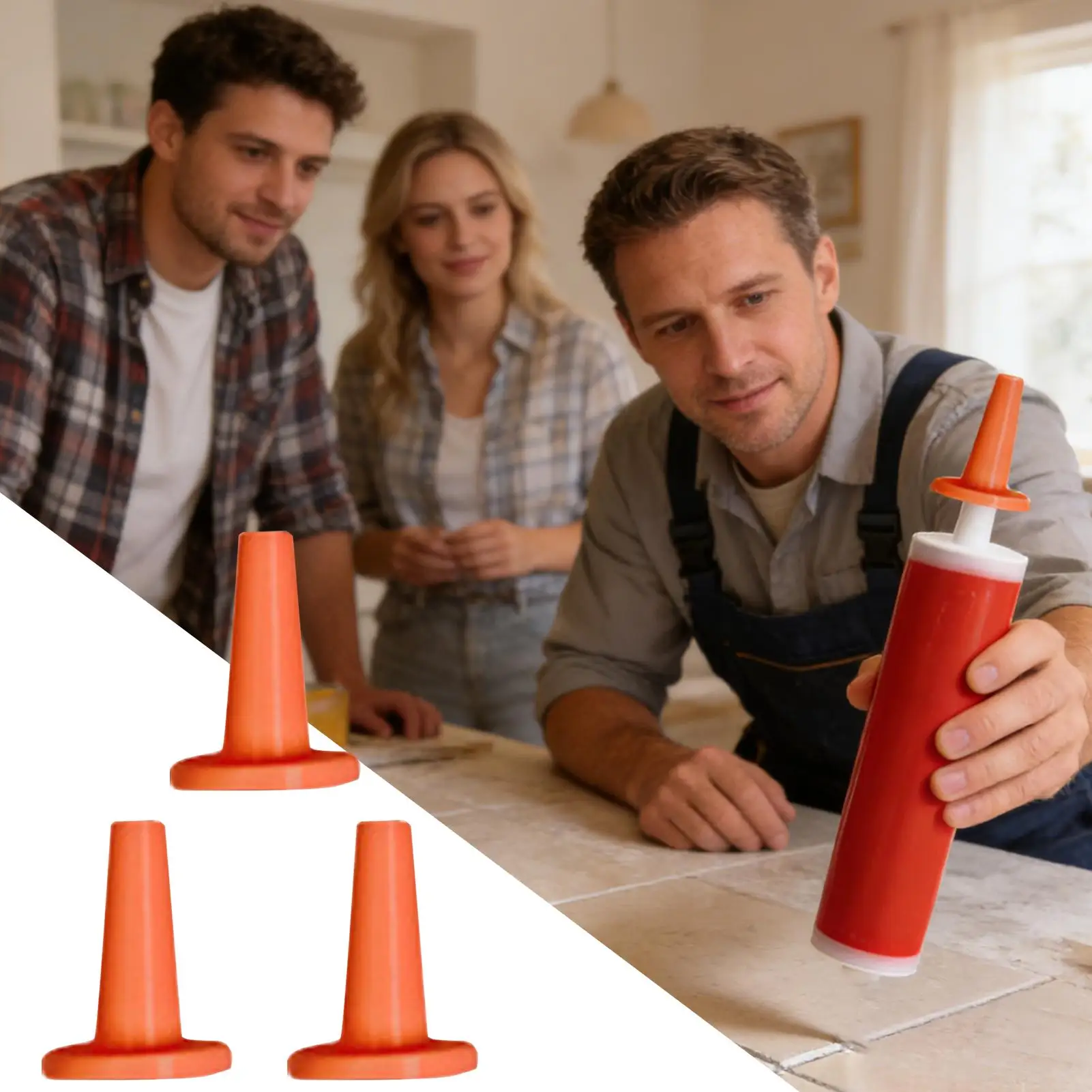 Caulk Tube Tip Covers 3 Pieces Leak Protectors Nozzle Covers for Garage Basement Construction Beginner Professional Home