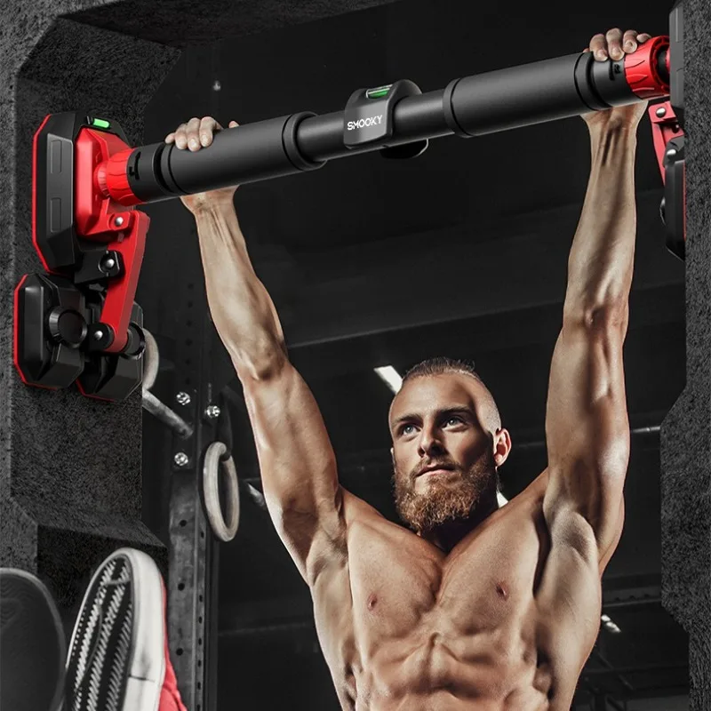 Doorway Pull Up Bar, No Drilling Wall Mount Horizontal Bar with Gym Rings, Adult Home Fitness Workout Equipment