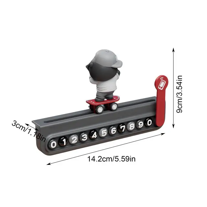 لوحة رقم هاتف السيارة الكرتون الدب سكيت دمية سيارة الديكور رقم هاتف السيارة لوحة الدب لوح التزلج دمية سيارة الديكور