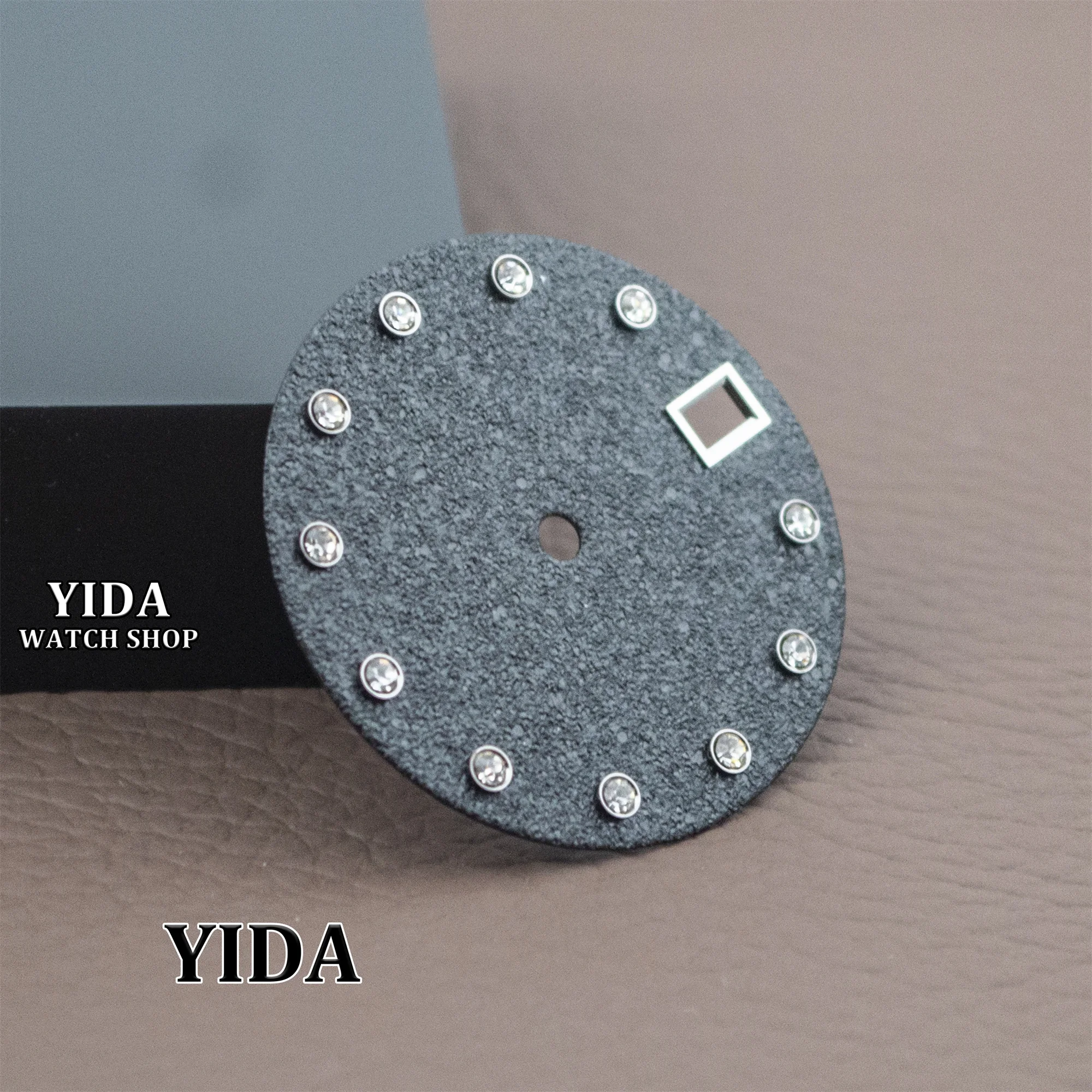 28.5mm não-luminoso diamantes dial relógio rosto masculino nh35 dial para nh35 movimento automático modificado relógio acessórios ferramentas de reparo