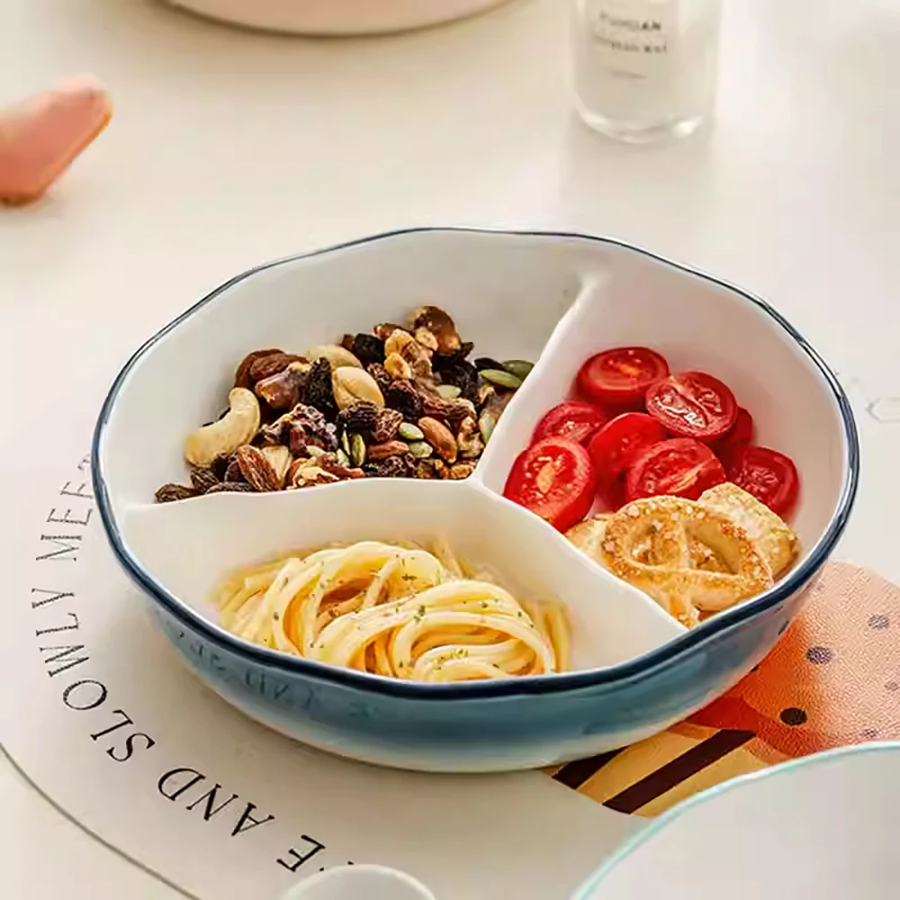 

Керамическая тарелка с несколькими сетками, необычный градиент, фарфоровая домашняя посуда, тарелки для завтрака, фруктов, хлеба, овощей, закусок