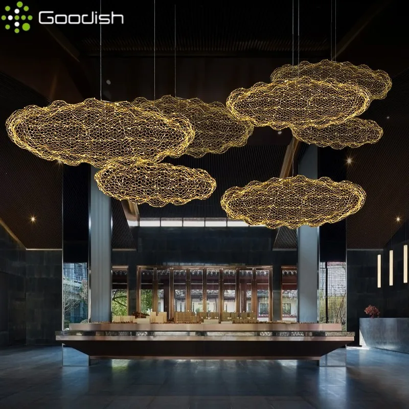 Vintage Stylish Hollow Cloud Steel Wire Simplicity Art LED Pendant Lights Creative Lamps for Bedroom Home Decoration Chandeliers