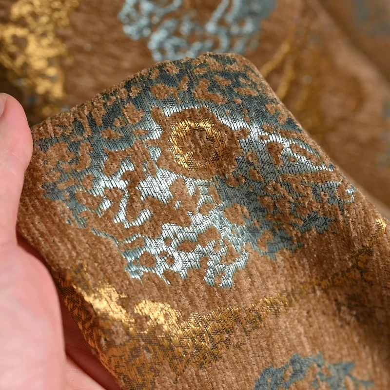 ジャカード生地 ブラウンシルバーメタリック 花柄 羽模様 ソ - Sewing Vest のレビューと価格