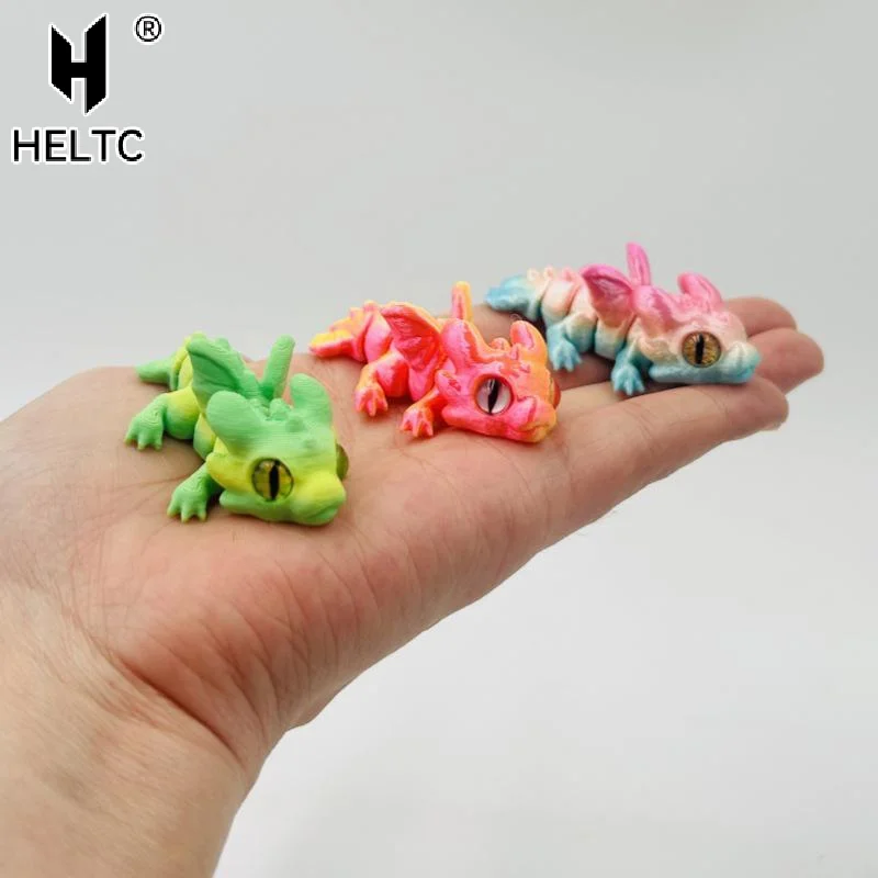 3D Printed Mini Flying Dragon Figures Animal Toys Multi-Joint Movable Simulation Eyes Fidget Toy Home Accessories Christmas Gif