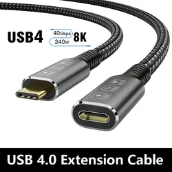 PD 240W USB4 Tyoe C Extension Cable 40Gbps Thunderbolt 4 USB-C Data Cable 8K@60Hz Type-c Extender Video Cord For iPhone Macbook