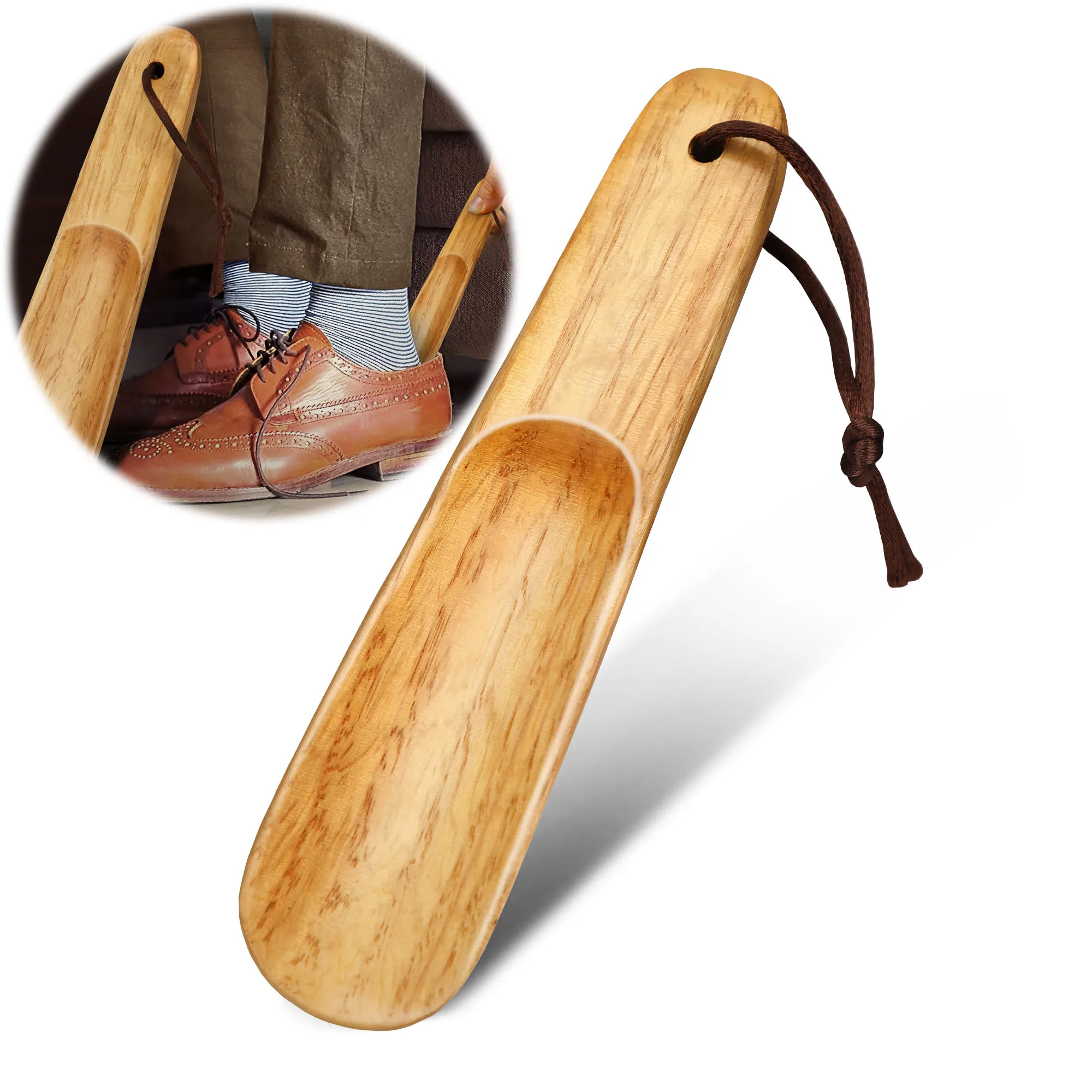 الخريف 16 سنتيمتر الخشب الصلب مقبض قصير الحذاء الطبيعي خشبية لبيسة حذاء المحمولة دائم مقبض الأحذية رافع حذاء للأطفال المسنين #1