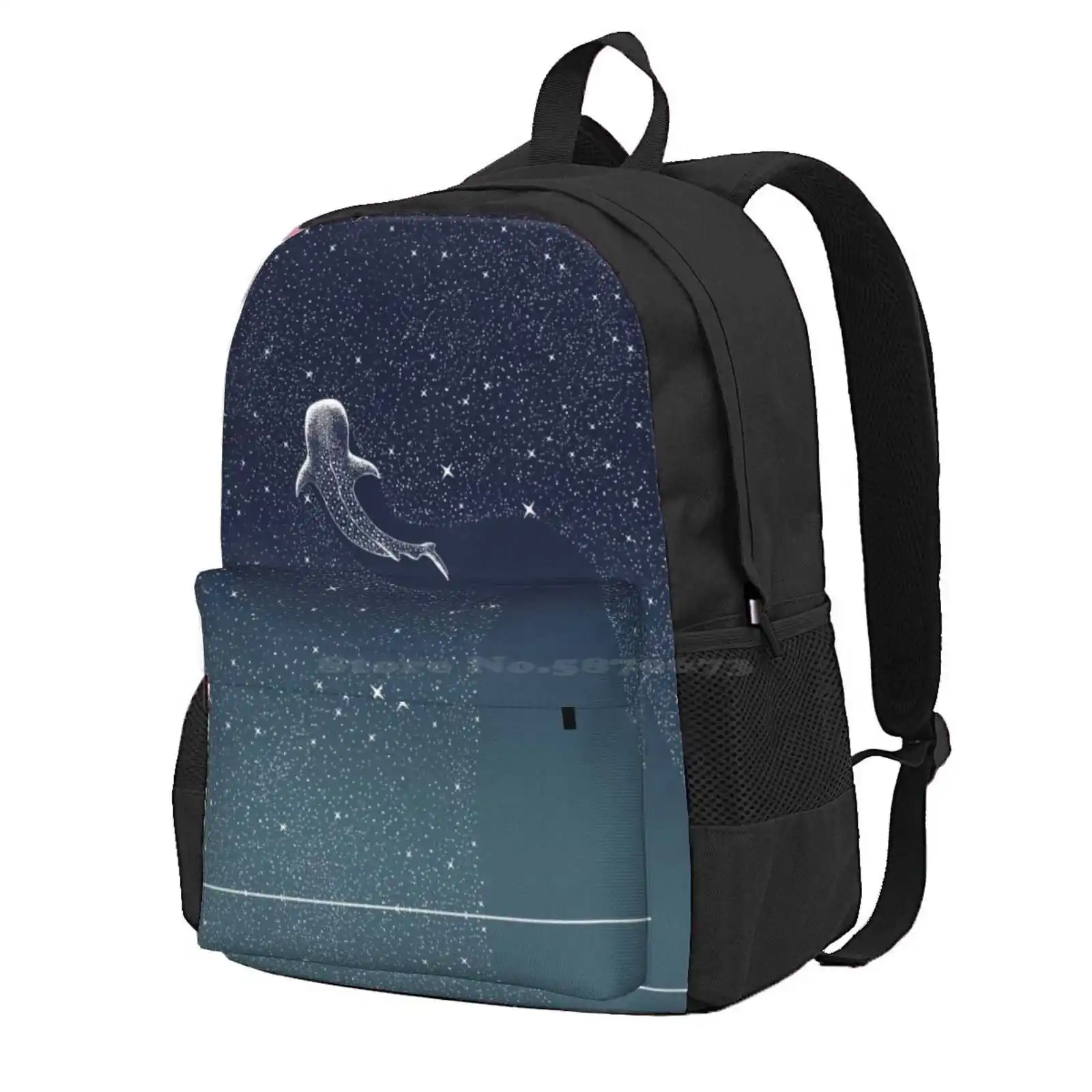 Star Eater Color Grad - Turquoise Hot Sale Schoolbag Backpack Fashion Bags Whale Shark Animal Space Cosmos Stars Artsy Galaxy