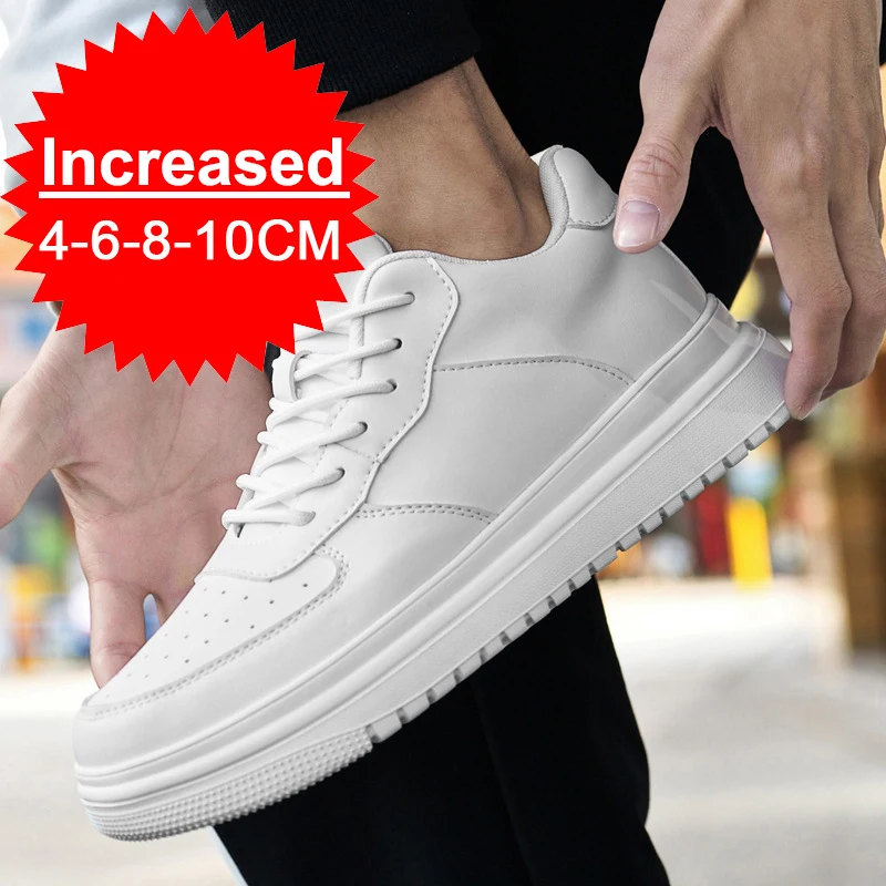 Men Leather Heightening Elevator Shoes Breathable Mesh Height Increase  Thick Sole Shoes Man Height Insole 6/8/10CM Men Sneakers