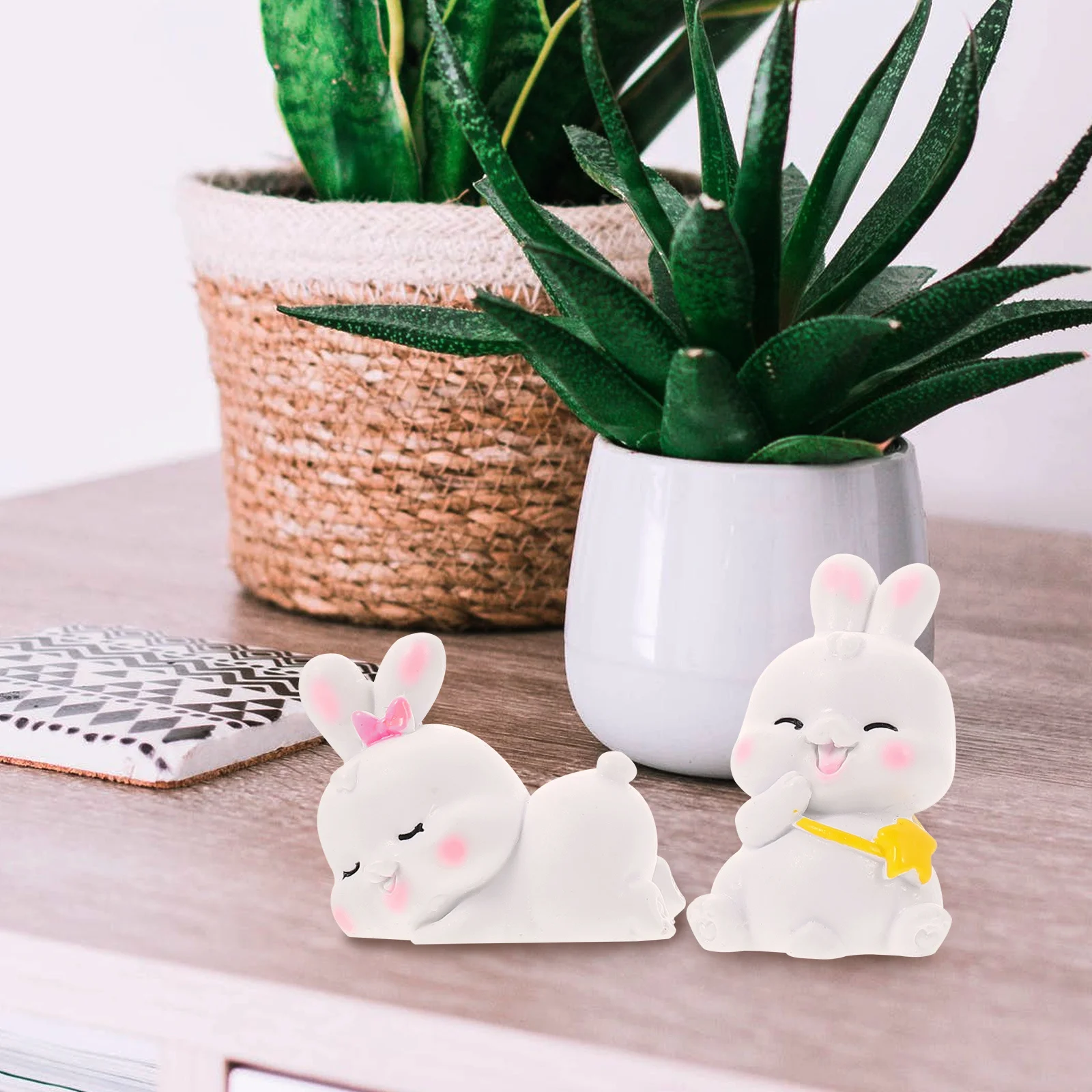 

4Pcs Miniature Rabbit Resin Decorations Small Bunny Ornaments Home Office Garden Desktop Decor Miniature Rabbit Figurines