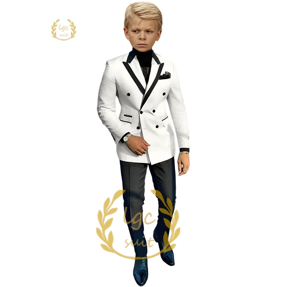 

Boys wedding party suit dress 2 piece suit, 3~16 years old children's double-breasted black collar fashionable tuxedo