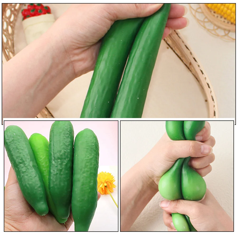 4 Pcs Cucumber Pinch Birthday Party Favors Tricky Toy Elastic Squeeze Vegetable Stretchy Sensory Plaything Toys