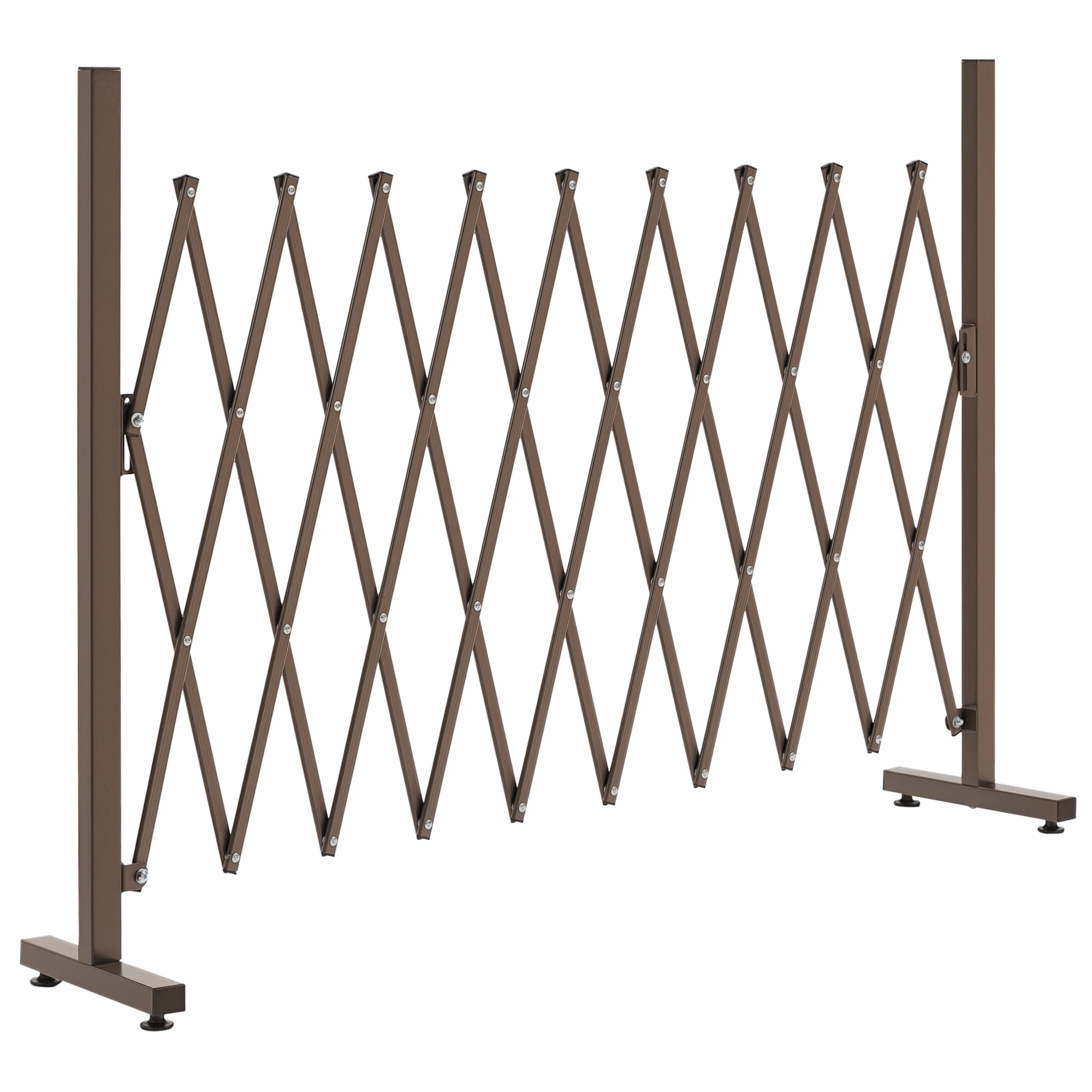 Barrera de seguridad retráctil de 250 cm de largo x 31 cm de ancho x 104 cm de alto, aluminio color chocolate, expandible, duradera, para uso en interiores y exteriores