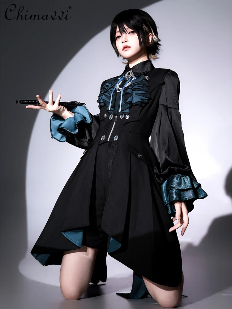 

Original Lolita Deep Music Dark Song Prince Clothing 2025 Autumn New Gothic Shirt Irregular Dress Shorts Womens Cos Outfits
