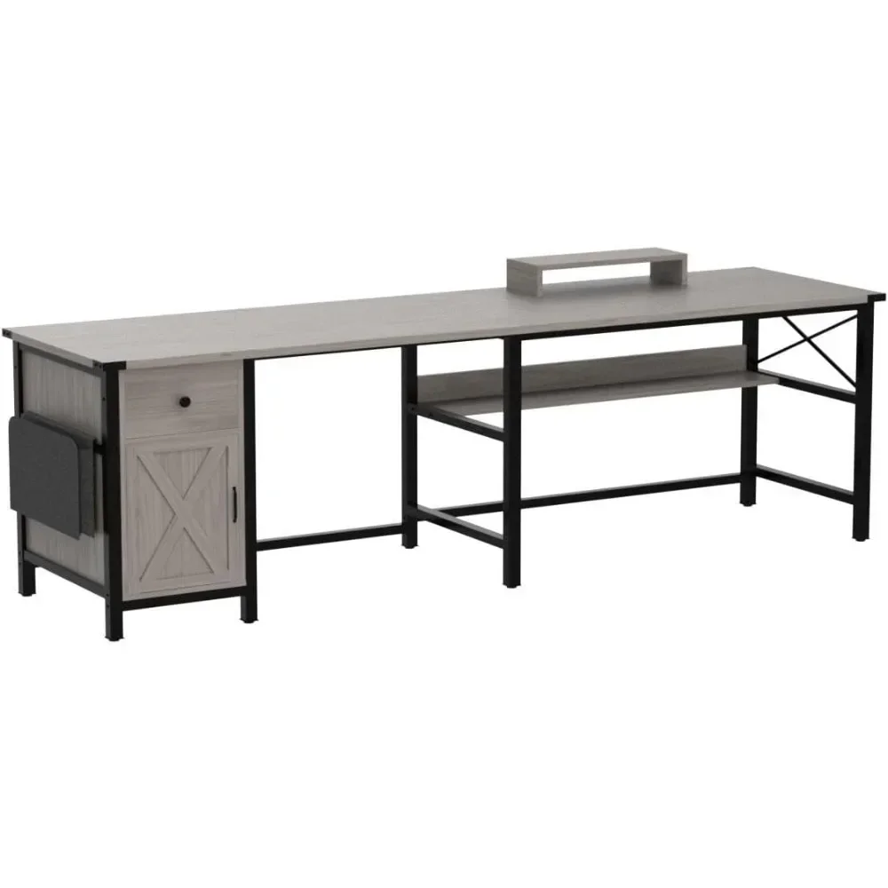 

Shaped Desk, Convertible Home Office Desk or Corner Desk, Office Computer Desk with Drawer, Power Strip, Storage Cabinet