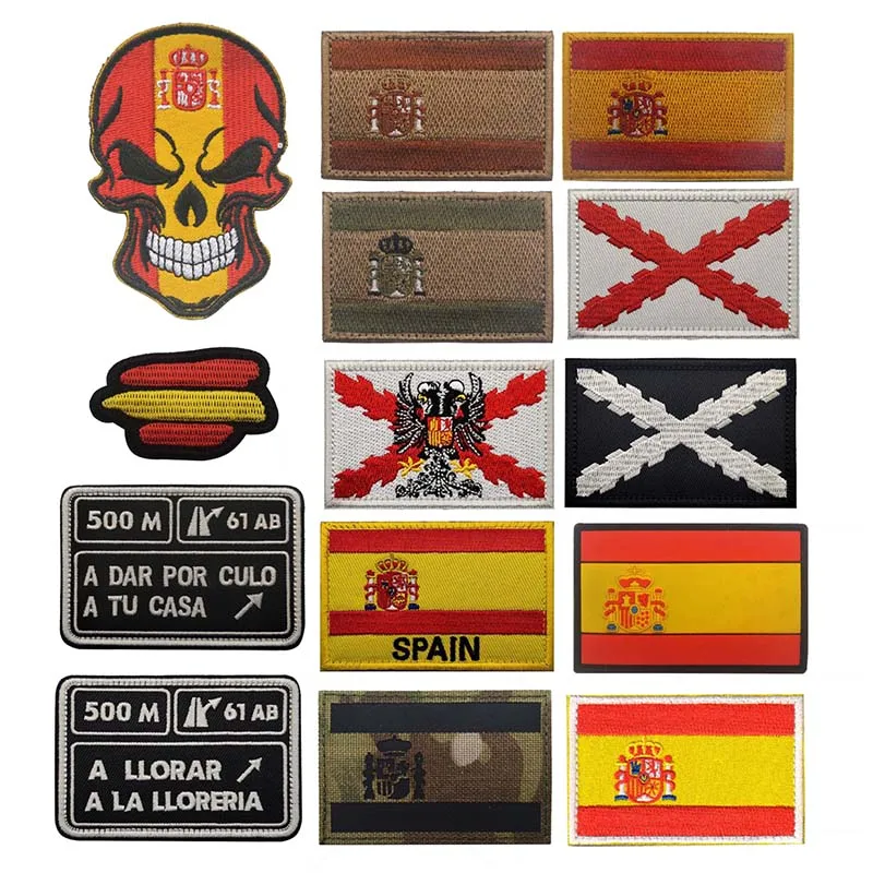 2 Stück/Spanien-Flaggen-Moralabzeichen, gestickte Applikationen, IR-reflektierendes Emblem, militärischer taktischer Aufkleber für Rucksack und Helm – Detail 6