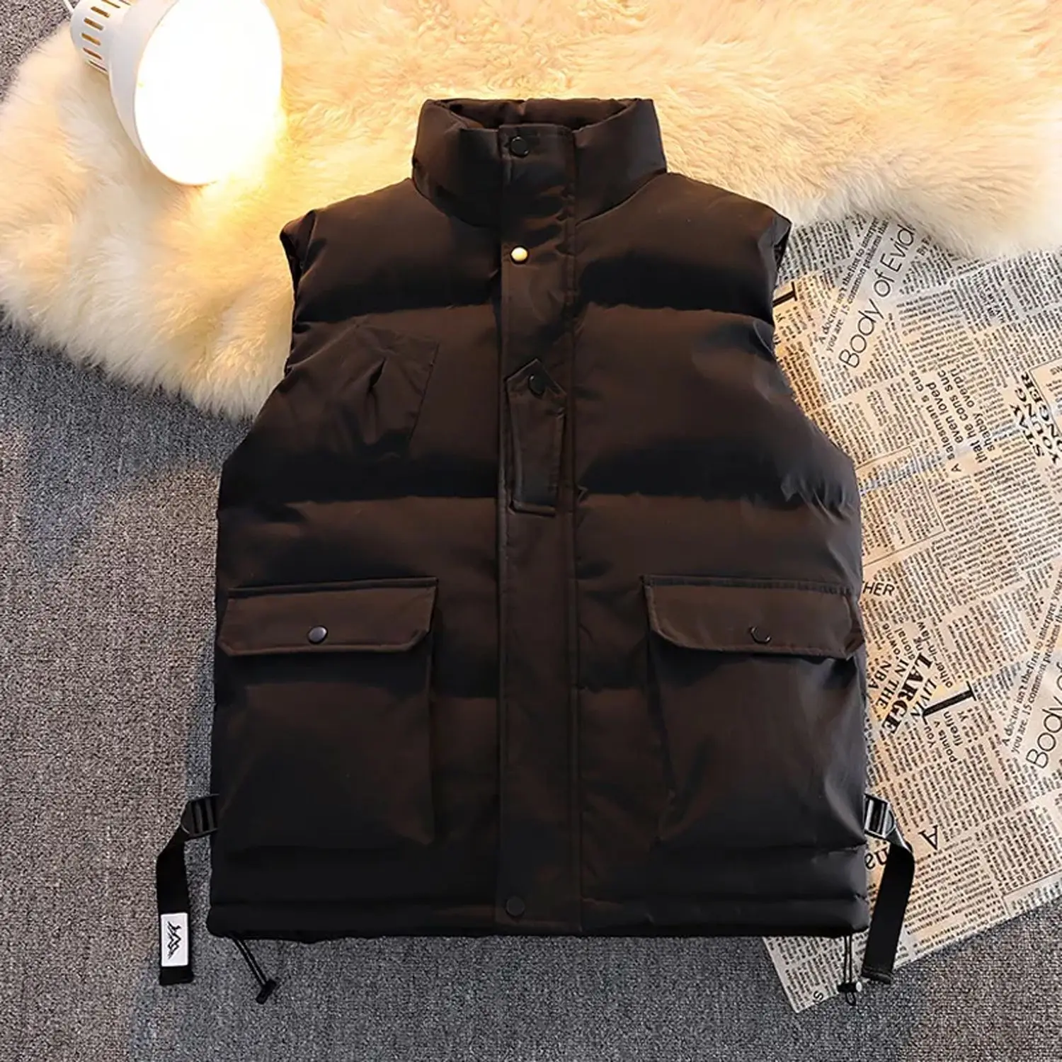 

Новинка 2025: Утепленный жилет больших размеров из искусственной кожи, повседневный, для студентов, рабочая одежда, осень-зима, свободный крой, круглый вырез