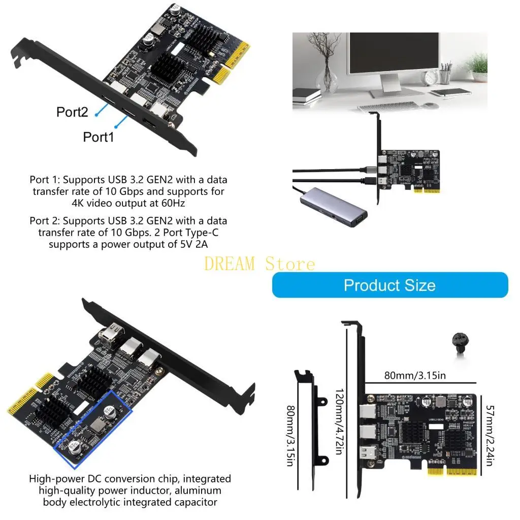 

USB Type C Video Output Adapters From PCIe 4X Slot With DisplayPort Input for Stable Signal Transmission best sale