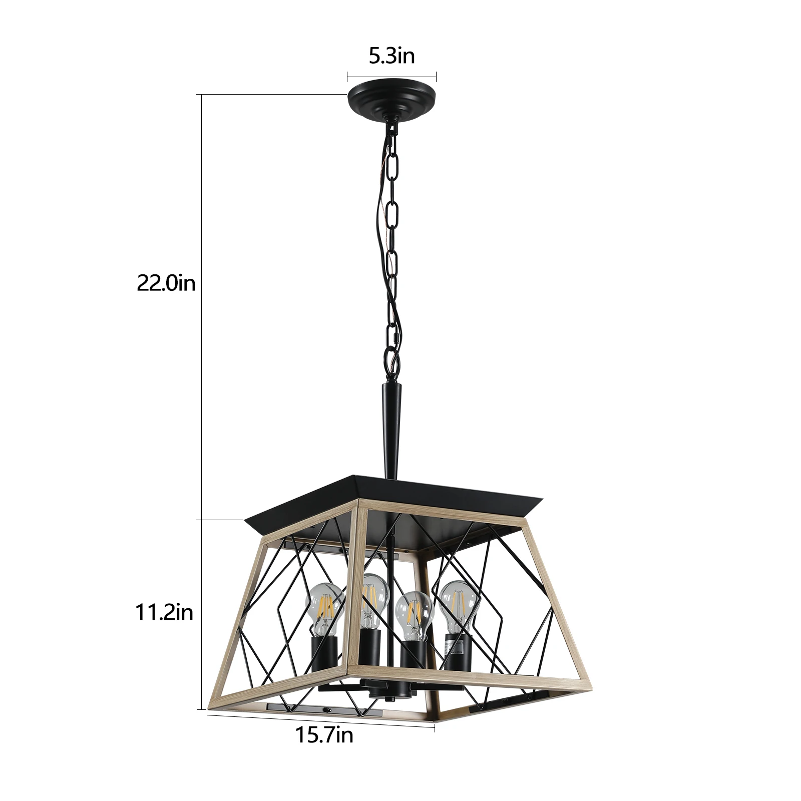 Farmhouse Pendant Light for Dining Room,4-Light Rustic Kitchen Island Lighting, Adjustable Height ceiling lamp (No Bulbs)