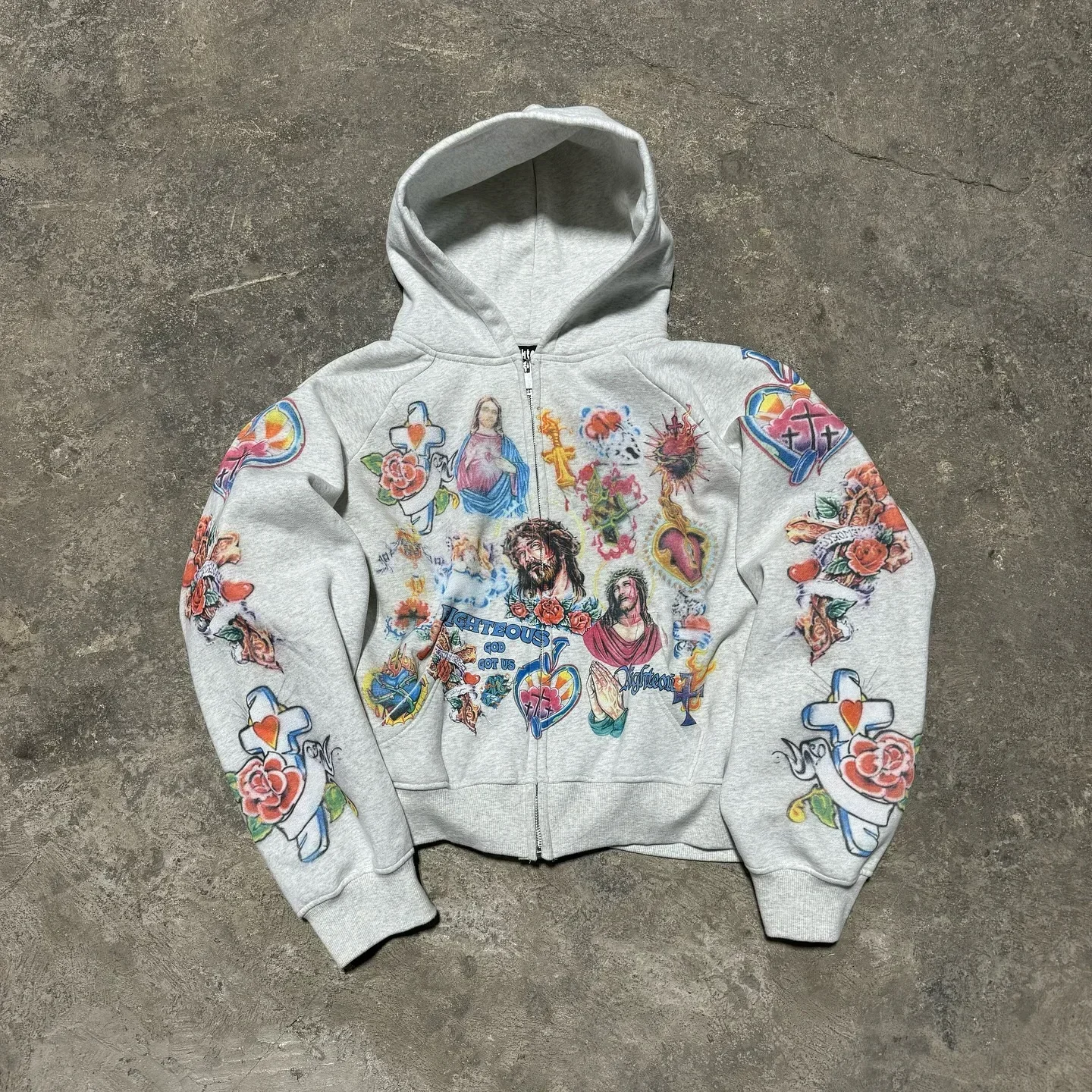

Street American Retro Gothic Rock Rock Cartoon Printed Hooded Sweatshirt Y2K Loose Multifunctional Sports Couple Sweatshirt