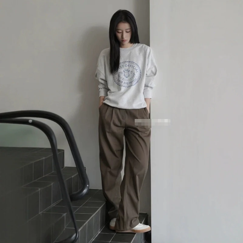 

Casual Draped Pleated Commuter Women's West Pants Simple Free Korean Dongdaemun Autumn Rain Tong Straight Leg Long Trousers