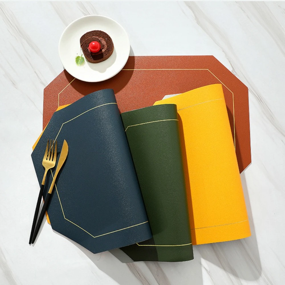 

Nordic Table Placemats Leather Pad Non-Slip Heat-Resistant Table Mat for Kitchen Dining Restaurant Tableware Pad Table Placemats