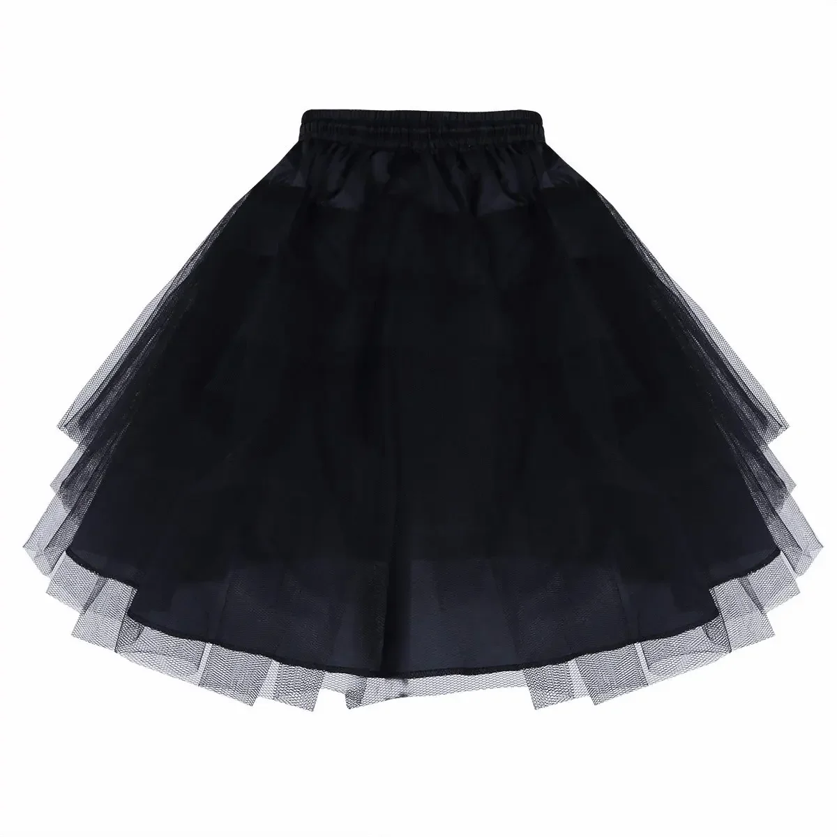 Kids 3 Layers Hoopless Net Petticoat Flower Girl Wedding Crinoline Underskirt Skirt Slips