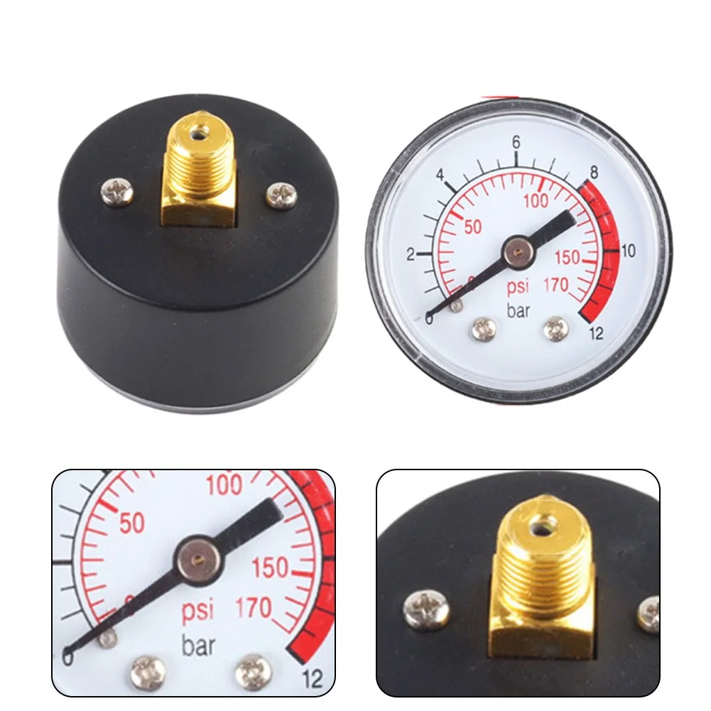 1pc Air Compressor Pneumatic Hydraulic Pressure Gauge 0-12Bar/0-170PSI Male Thread Air Pressure Gauge With Large Easy Read Dial