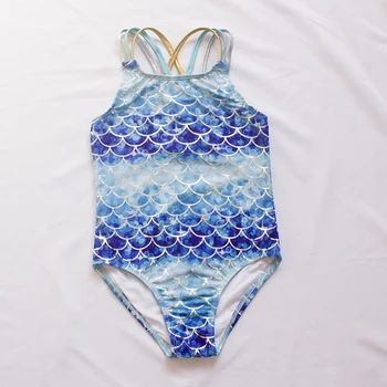 Girls' Fishscale One-Piece Swimsuit | Shell Embroidery Design 6 Fishscale Bandage Girls Kids Swimsuit 2026 Shell Shape Embroidery Children Girls One Piece Swimwear Beach Wear Monokini 6