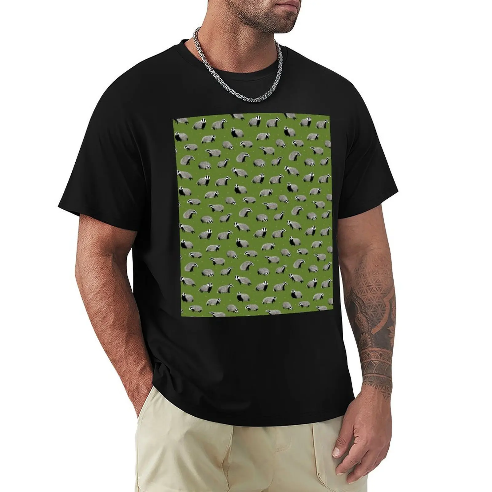 Badger Pattern T-Shirt Casual Trendy Short Sleeve T-Shirt