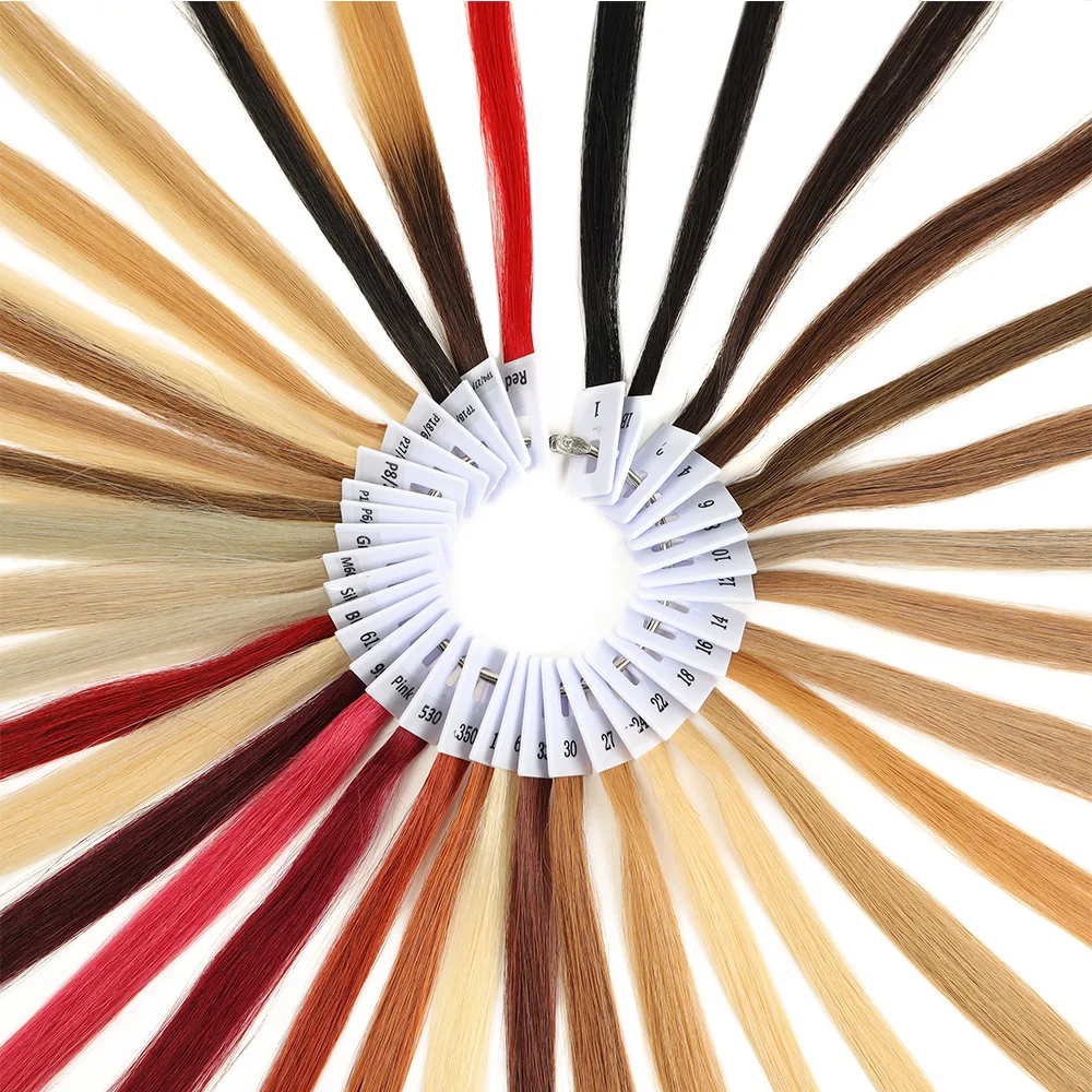 35 قطعة 20 سنتيمتر 100% شعر بشري حقيقي اللون خواتم حوامل ل وصلات شعر بشرية أدوات الصالون صبغ الشعر عينة الرسم البياني الدائري #3