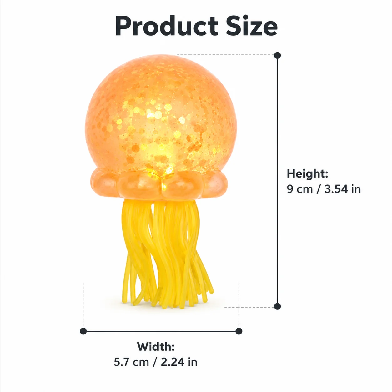 Brinquedo de medusa transparente com lantejoulas de 4 cores e tentáculos de silicone macios e elásticos. Brinquedo fofo anti-stress com luzes LED que brilham quando apertado, perfeito como um presente fofo para aniversários, festas, Natal e Halloween.