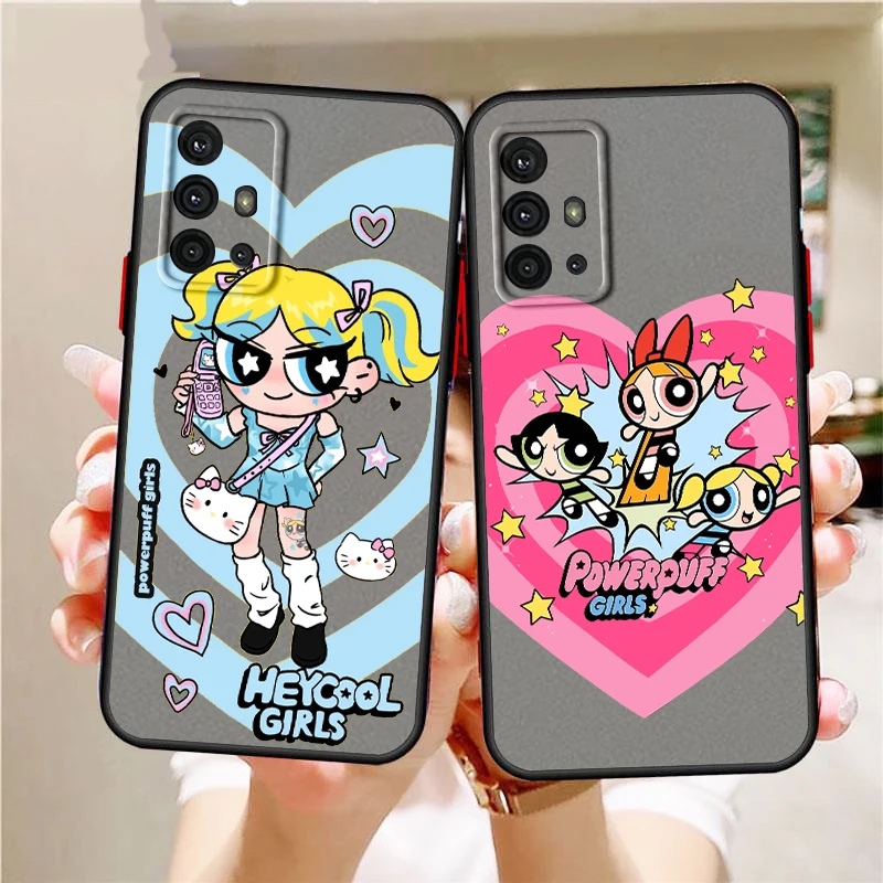 

The Powerpuff Girls Cartoon Frosted Translucent For Samsung Note 20 A35 A03 A54 A31 A22 A34 A14 A24 A04 A55 5G Back Phone Case