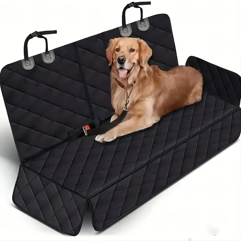 Seat Protector, Pet Friendly Non-Waterproof Black Fabric with Center Armrest Channel for Travel and Kennel Mattresses