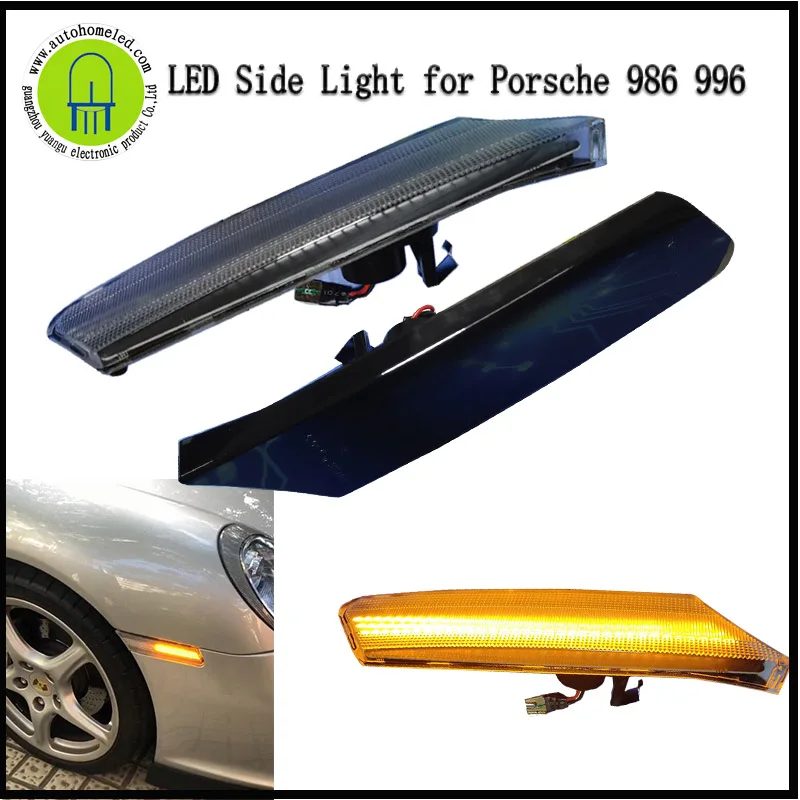 

2pcs x dahosun Clear Smoke LED Side Marker Light Turn Signal Lamps for Porsche Boxster Cayman 911 Carrera Targa Carrera GT2